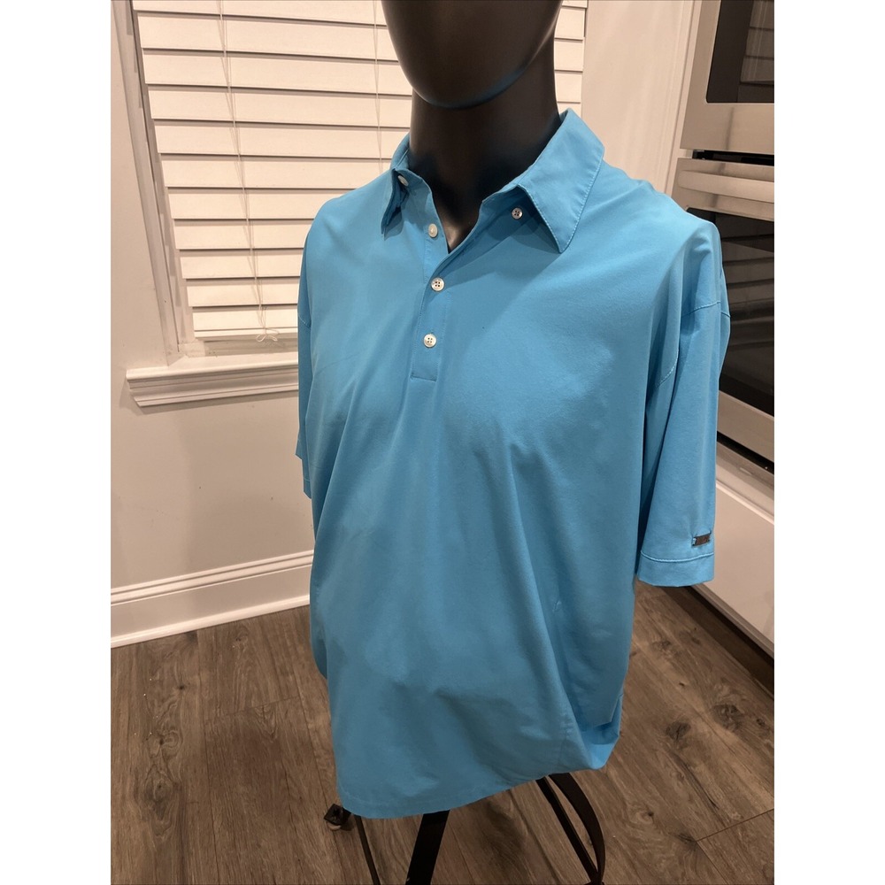 TIger‎ Woods Dri Fit Polo Shirt Mens L Green/Teal Polyester Spandex